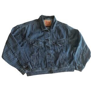 LEVIS x STRANGER THINGS Pinstripe Trucker Slouch Jean Jacket Women's Size Medium